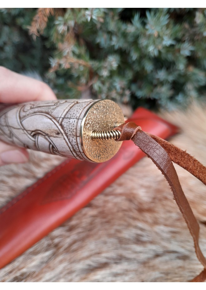 Hand-forged Viking style knife. Hand-carved antler handle