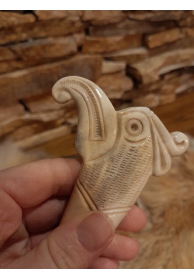 Hand-carved Eagle head handle. Tool handle Knife. Norse bird. Celtic art.