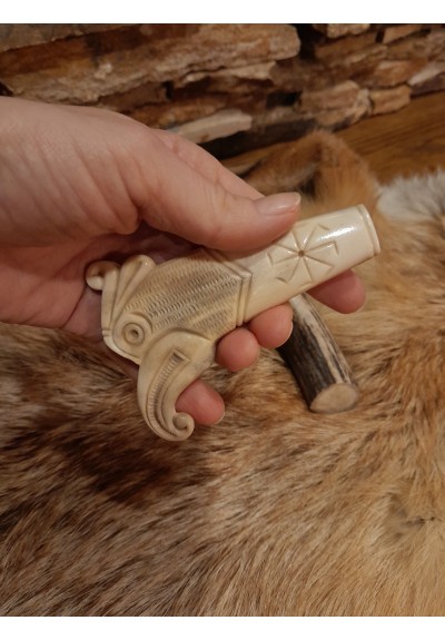 Hand-carved Eagle head handle. Tool handle Knife. Norse bird. Celtic art.