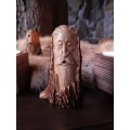 Old Norse God figurine. Odin statue. Moose antlers hand-carved