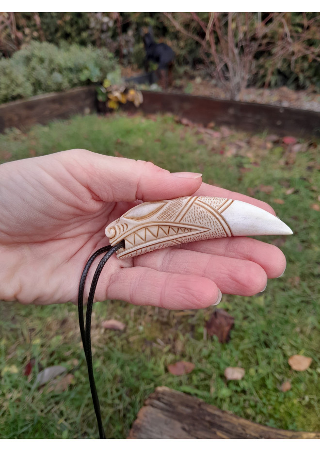 Hand-carved Viking Wolf amulet. Berserker pendant