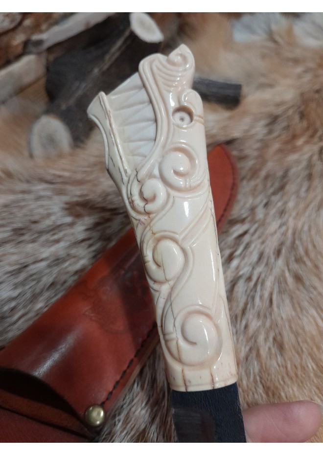 Hand-forged Viking style knife with Dragon head handle. 