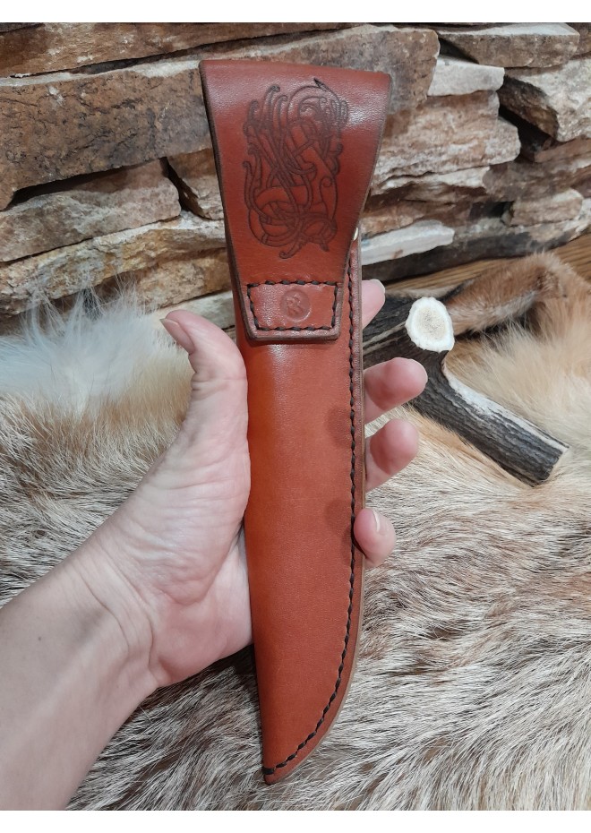 Hand-forged Viking style knife with Dragon head handle. 