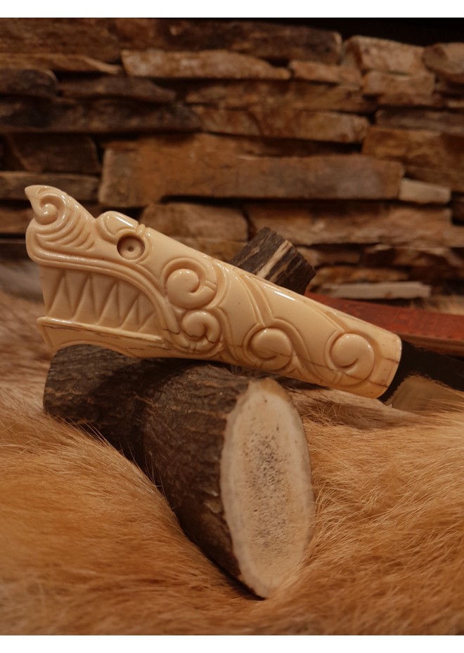 Hand-forged Viking style knife with Dragon head handle. 