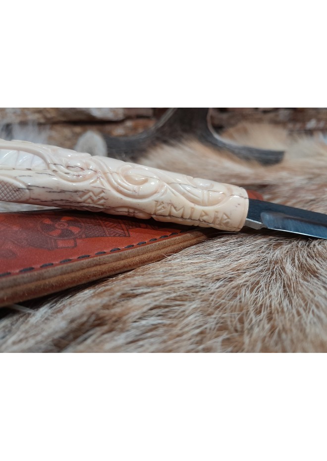 Hand-forged Viking style knife with Dragon head handle. 