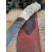 Viking knife with Wolf head handle. Damascus blade.