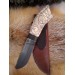 Viking knife with Wolf head handle. Damascus blade.