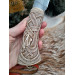 Viking knife with hand-carved antler handle. Damascus blade.