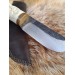 Norse Dragon knife. Moose antlers carved handle. Hand-forged blade