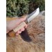 Norse Dragon knife. Moose antlers carved handle. Hand-forged blade