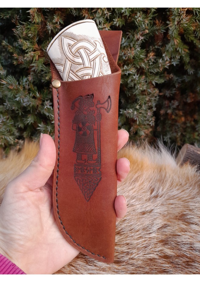 Norse "Dragon" knife. Moose antlers hand-carved handle