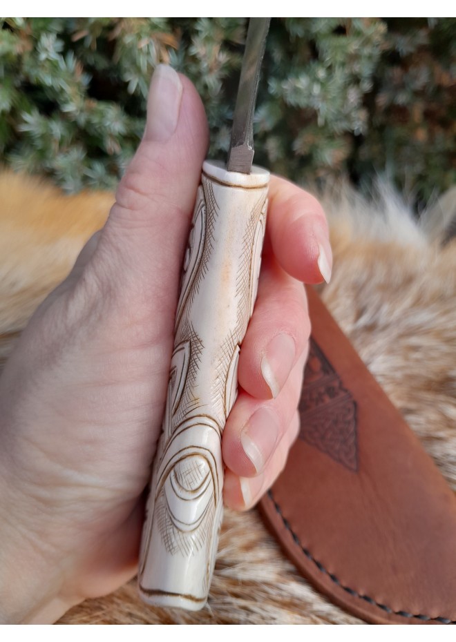 Norse "Dragon" knife. Moose antlers hand-carved handle