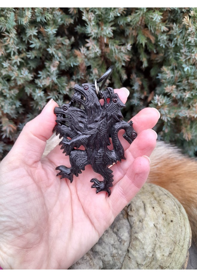 Unique hand-carved Cerberus necklace