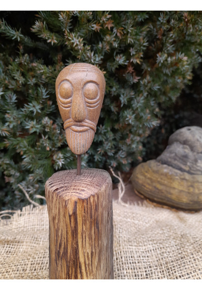 Hand-carved Viking Head. Replica From Cart found in Oseberg Viking Ship Burial