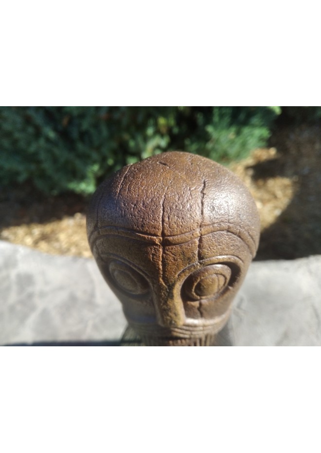 Replica hand-carved Viking head. The Oseberg Cart Burial