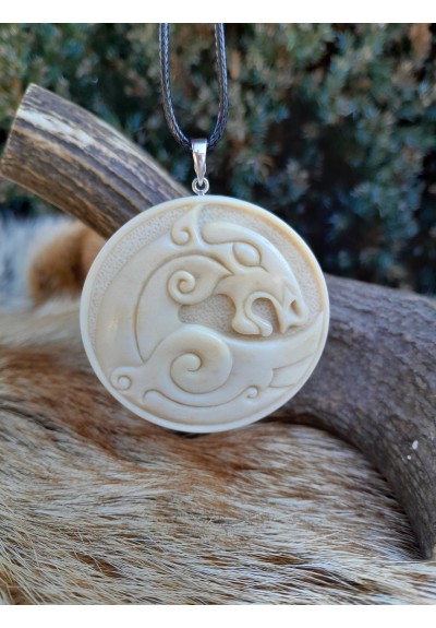 Unique Sleipnir amulet. Odin’s horse. Viking style jewelry. Norse mythology. Odin horse art - antler hand-carved