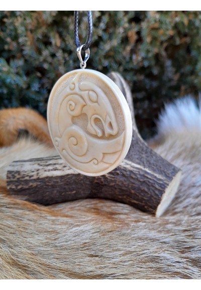 Unique Sleipnir amulet. Odin’s horse. Viking style jewelry. Norse mythology. Odin horse art - antler hand-carved