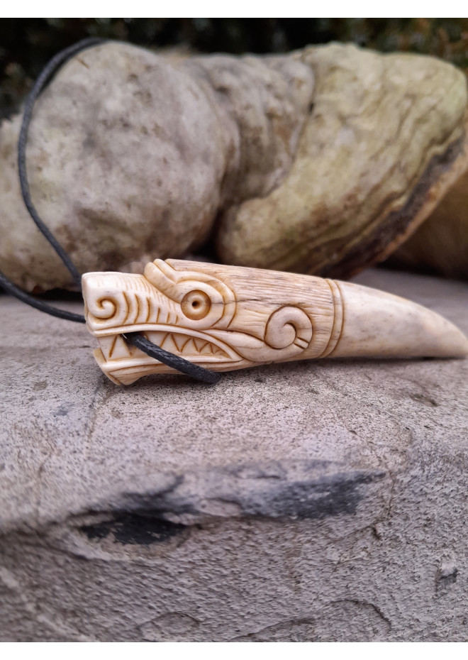 Hand-carved Viking Wolf amulet. Fenrir jewelry