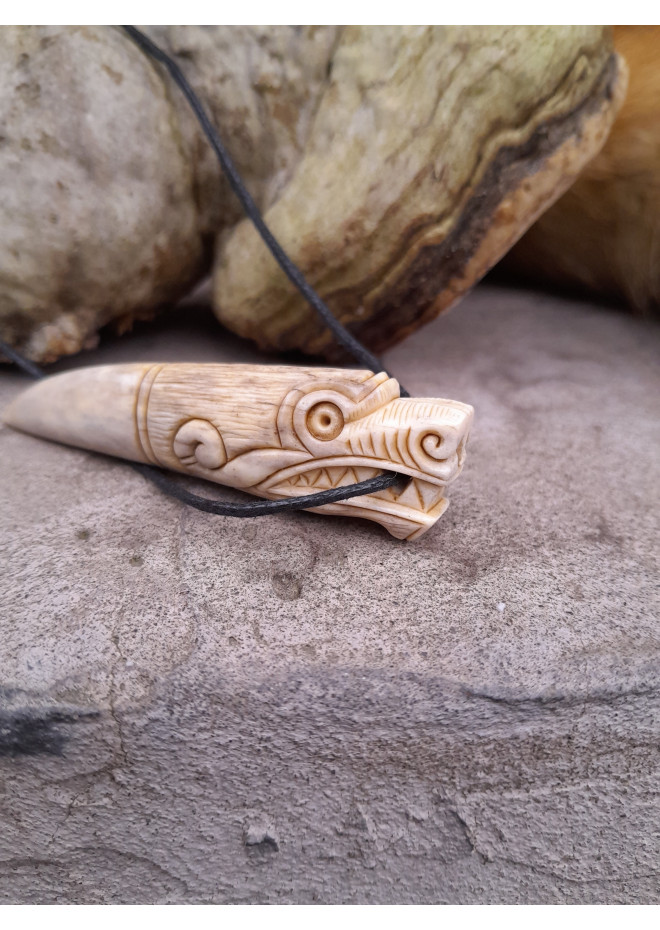 Hand-carved Viking Wolf amulet. Fenrir jewelry