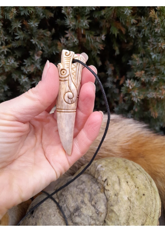 Hand-carved Viking Wolf amulet. Fenrir jewelry