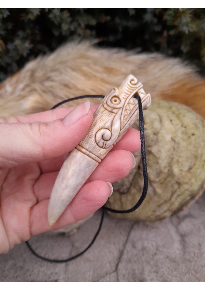 Hand-carved Viking Wolf amulet. Fenrir jewelry