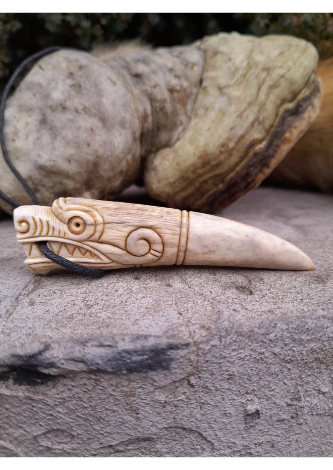 Hand-carved Viking Wolf amulet. Fenrir jewelry