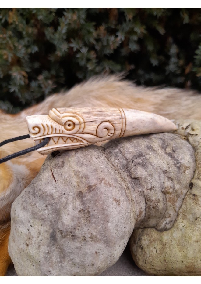 Hand-carved Viking Wolf amulet. Fenrir jewelry