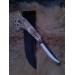 Vikings style knife with Dragon head & leather sheath. Hand-forged steel. Hand-carved handle with Celtic knot