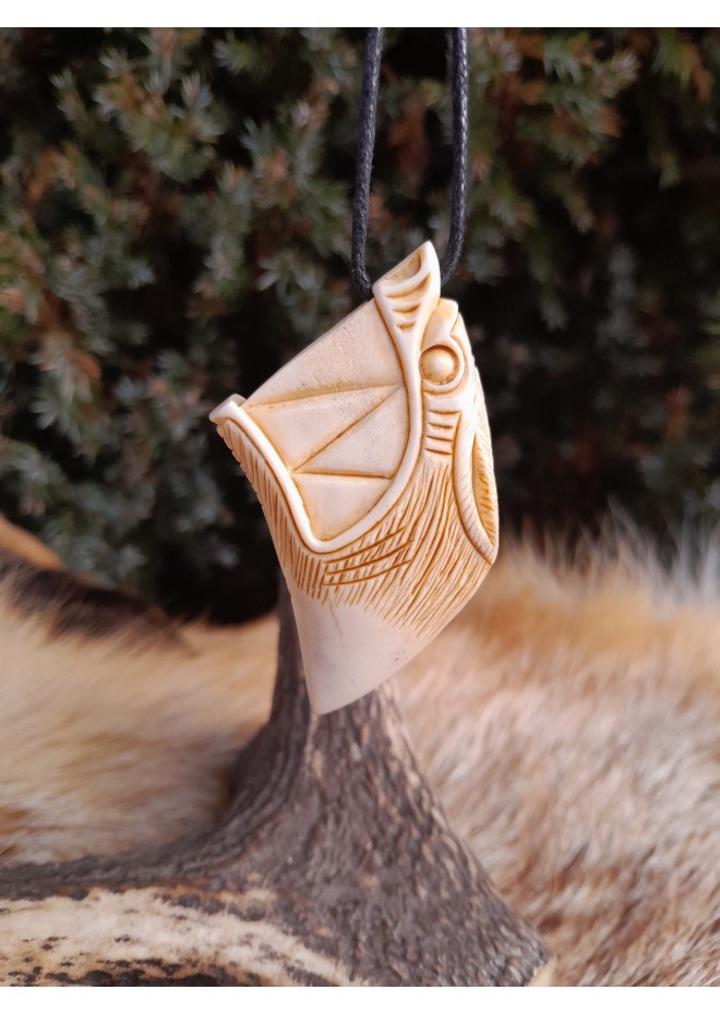 Viking Wolf necklace. Berserker amulet. Moose antlers hand-carved