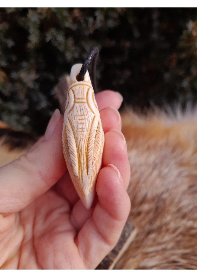 Viking Wolf necklace. Berserker amulet. Moose antlers hand-carved