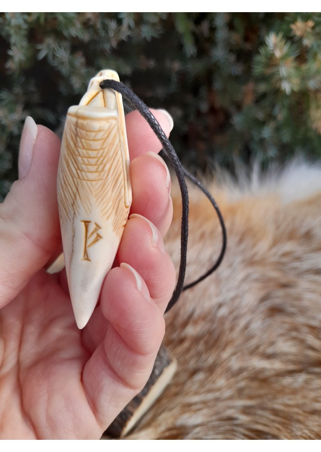 Viking Wolf necklace. Berserker amulet. Moose antlers hand-carved