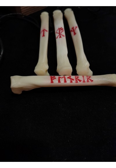 Handmade Wolf bone amulet with runes.