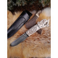 Handmade Dragon designer knife in Norse style. Viking seax. 