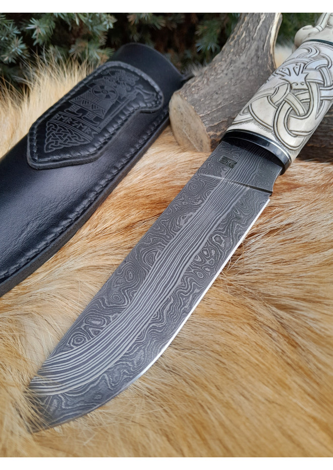 Handmade Dragon designer knife in Norse style. Viking seax. 