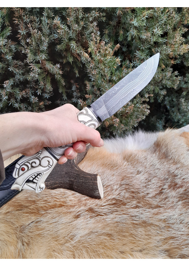 Handmade Dragon designer knife in Norse style. Viking seax. 