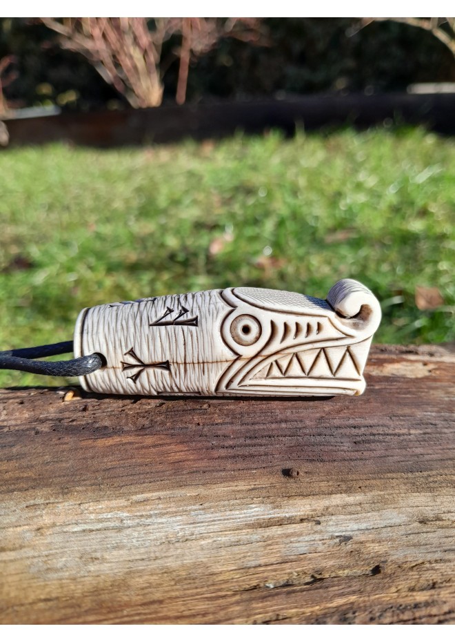 Viking Dragon powerful amulet with runes. Dragons of Norse Mythology art. Nordic totemic jewelry. Drakkar. 