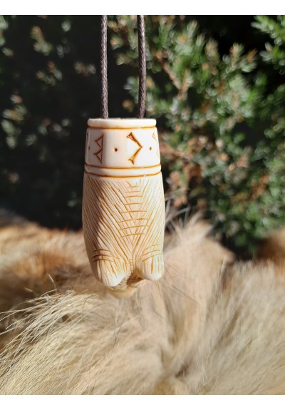  Antler hand-carved Viking Bear runic amulet. Berserker warrior spirit 