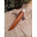 Handmade Finnish Puukko knife with master engraving and leather sheath. 