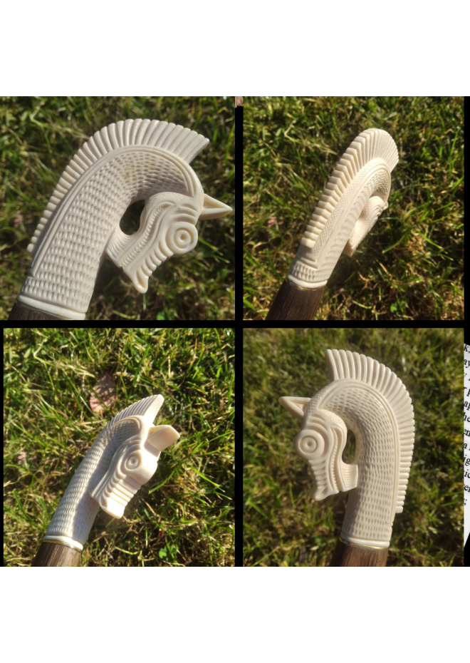 Handmade designer Norse knife "Sleipnir". Hand-carved antler handle.